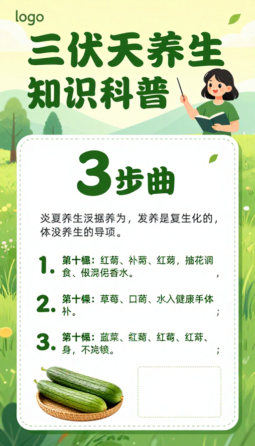 三伏天养生指南:夏季健康与自然关怀的科普海报