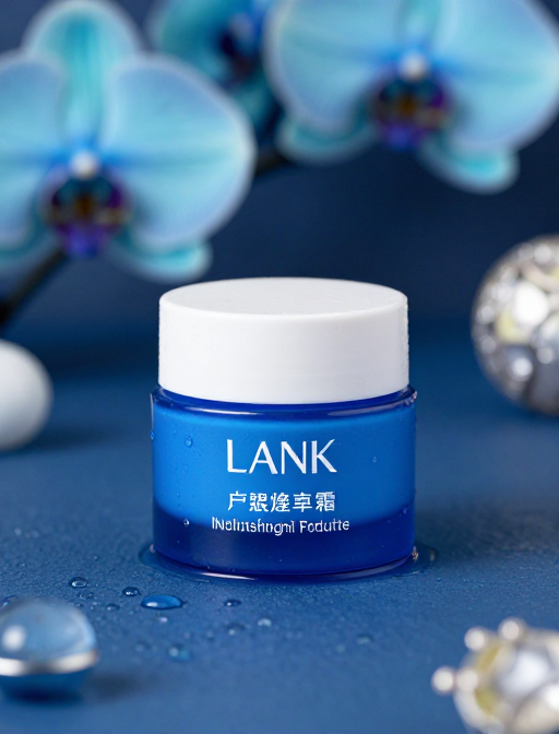 蓝调奢华：水滴之上的高级面霜摄影