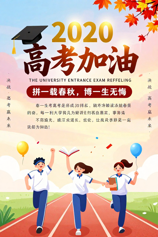 2020高考加油:暖色调青春励志海报