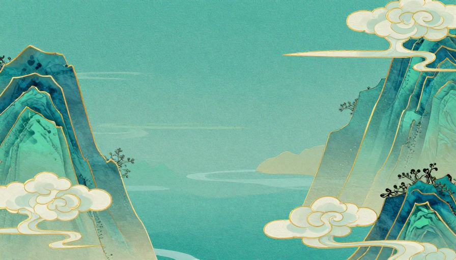 青绿山水抽象艺术：琉璃云纹光影背景