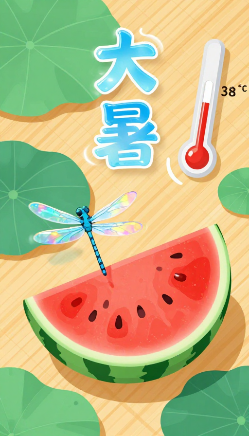 大暑清凉:扁平插画中的夏日冰爽意境