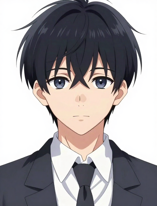 冷调西装少年：极致细节的动漫面部特写