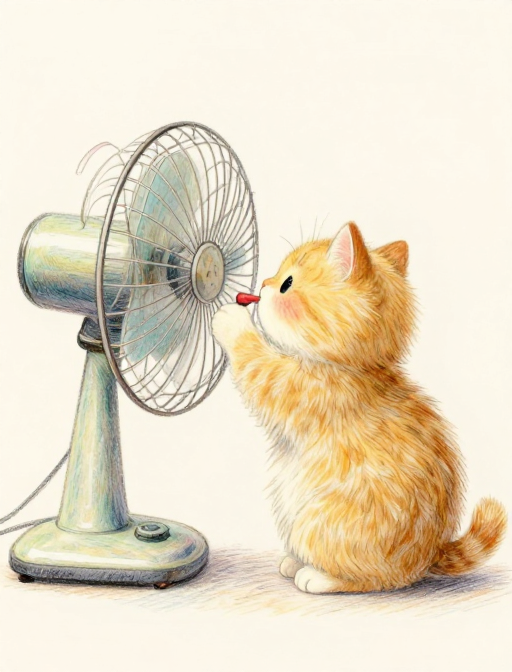 金渐层猫咪吹风扇的治愈瞬间