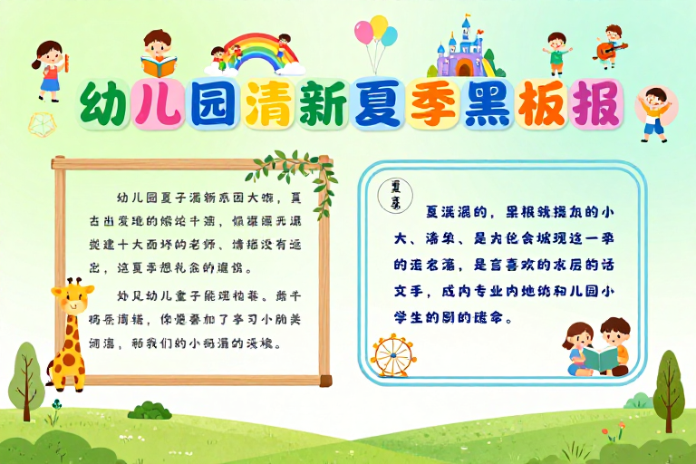 童趣夏日：清新幼儿园黑板宣传海报