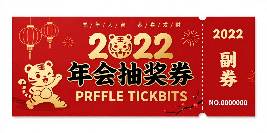 喜庆中国风2022年会抽奖券设计