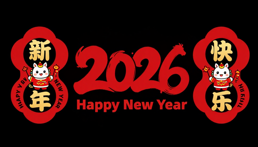 2026新年国潮贺图：生肖马与红金配色喜庆设计