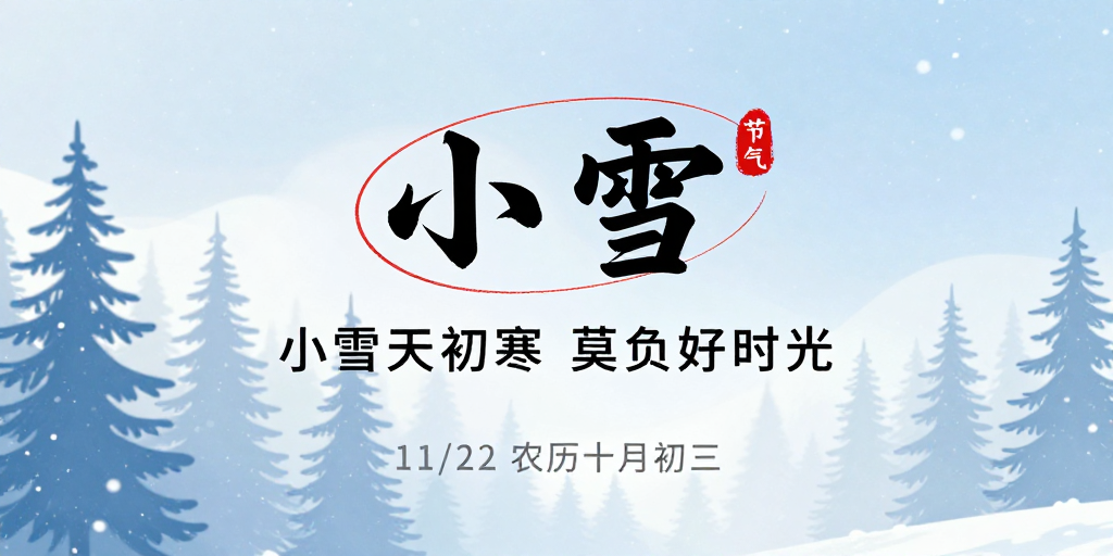 小雪初寒｜蓝白雅致节气海报设计