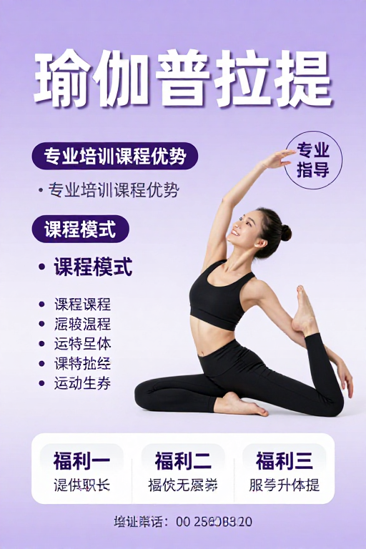 优雅专业:高端瑜伽普拉提课程宣传