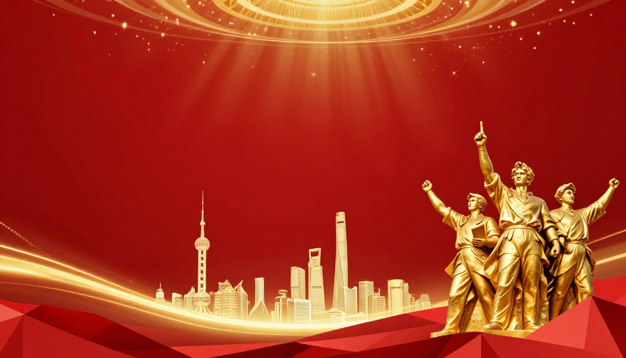 红金庆典都市地标：庄严现代感视觉盛宴