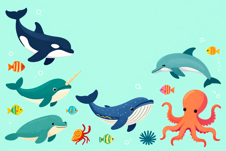 童趣扁平海洋生物插画背景