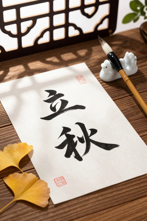 秋意诗情：中式书案上的立秋墨韵
