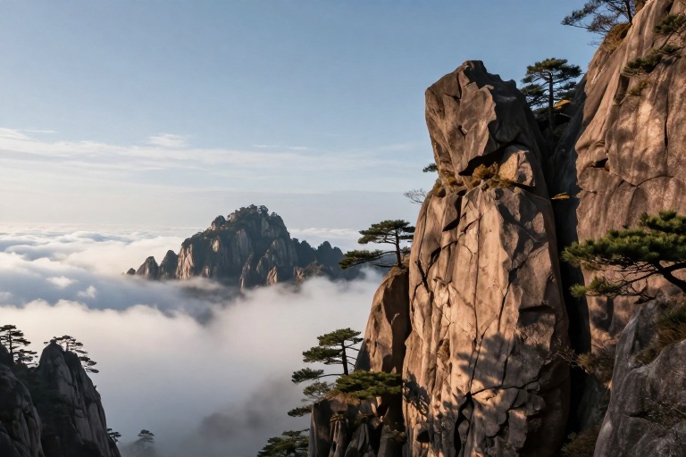 黄山奇峰云海：自然光影下的绝美风光摄影