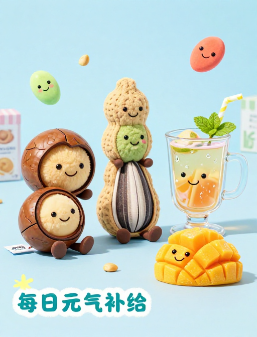 Q版毛绒零食家族:每日元气补给萌趣插画