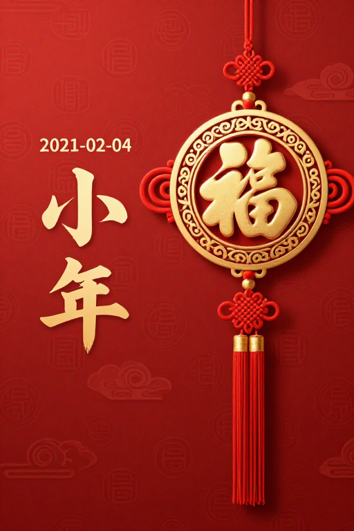 金红福字小年海报 传统喜庆中国风设计