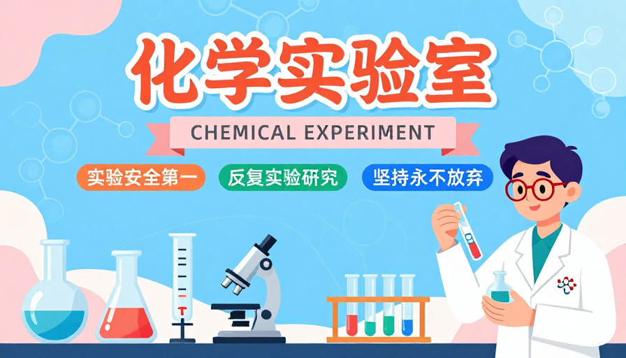 清新明快科学海报：扁平化学实验室插画