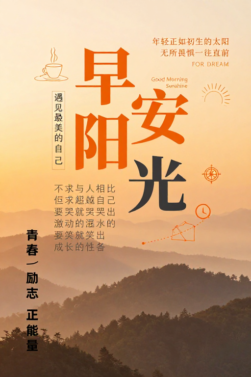 晨光励志 温暖日出与山林的视觉激励