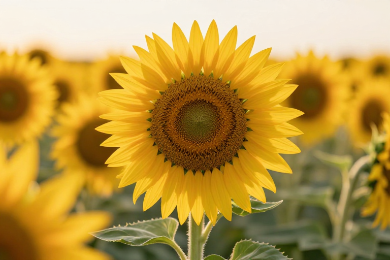 逆光晨曦下的黄金向日葵：高清摄影特写