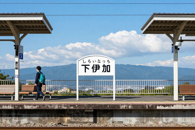 日本下伊那车站静谧午后:蓝白光影下的旅途初章