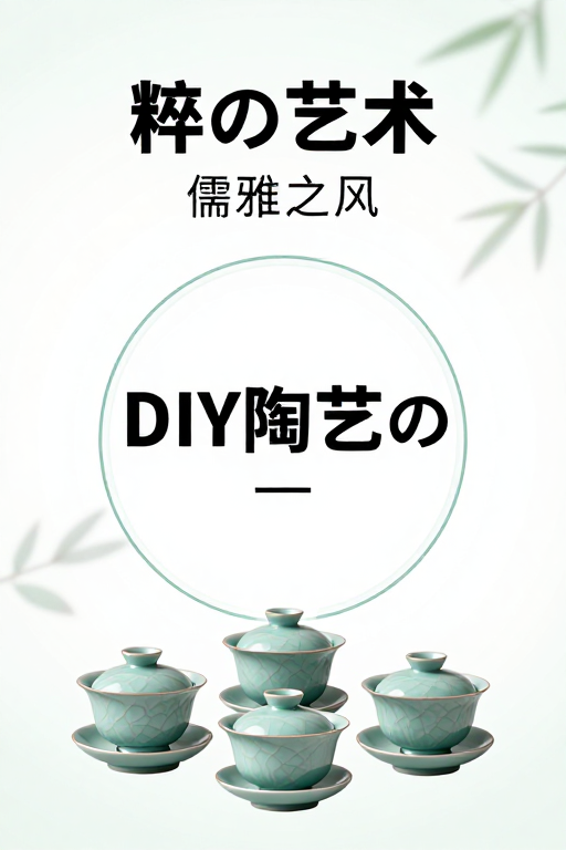 清新极简风陶瓷艺术海报:DIY陶艺の雅致生活