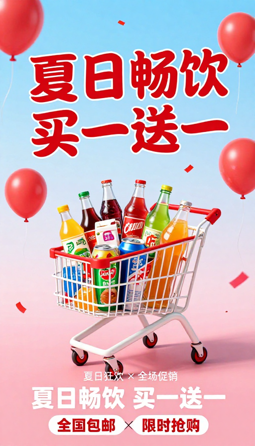 夏日清凉促销：买一送一狂欢购