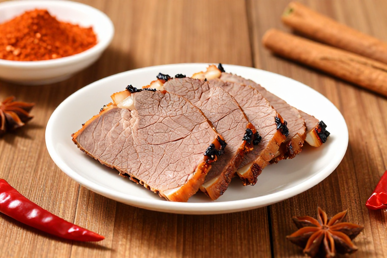精致卤牛肉:暖光下的诱人美食