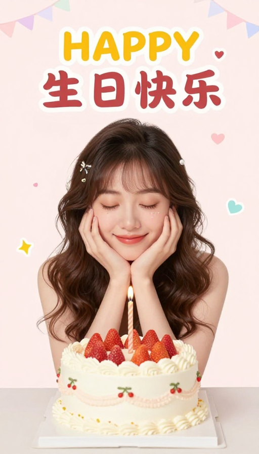 温馨生日祝福:精致插画与高清质感庆祝画面