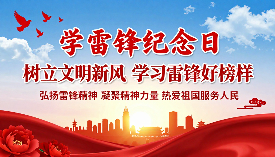 学雷锋纪念日海报:庄重热烈与时代正能量的艺术呈现