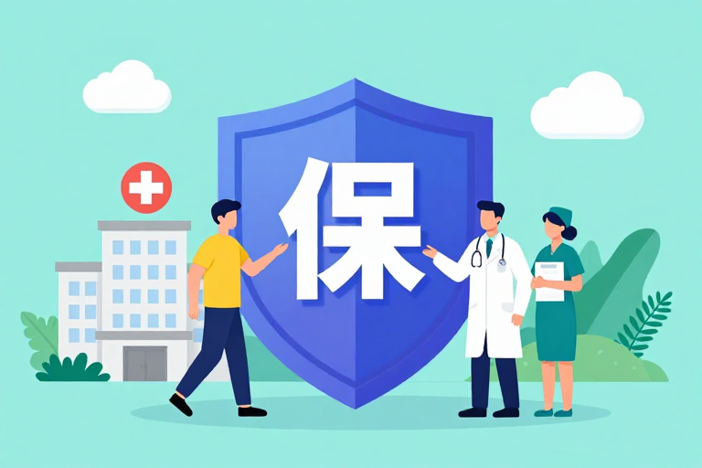 扁平插画'保'护盾:医护守护健康愿景