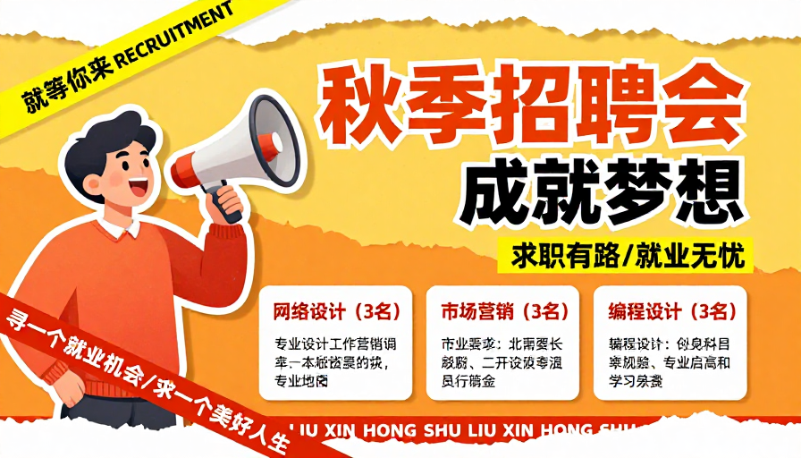 活力秋日招聘海报