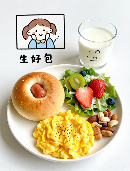 手绘漫画中的美味早餐时光
