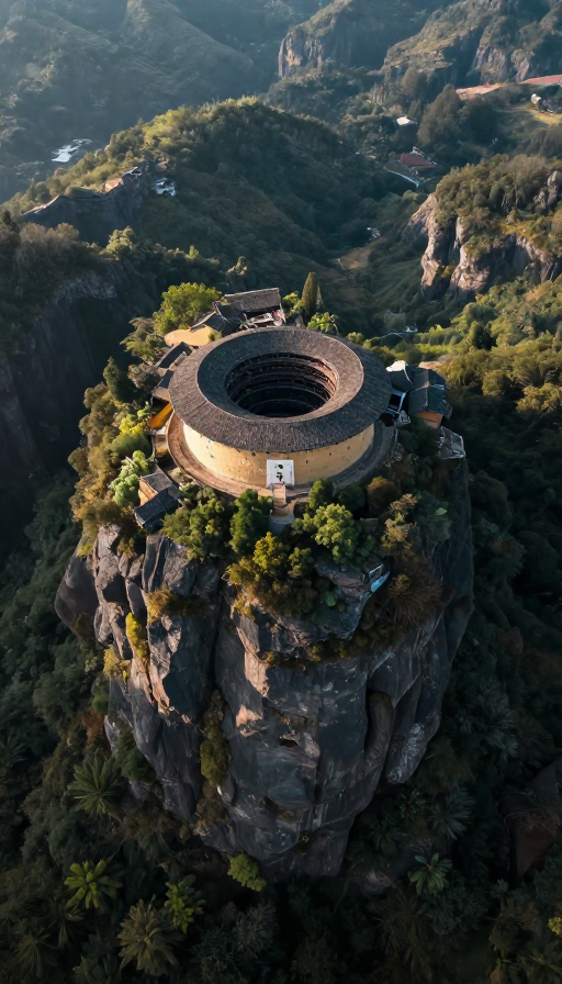 超现实风景：悬浮土楼与深渊秘境