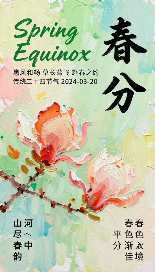 东方美学春分节气象海报