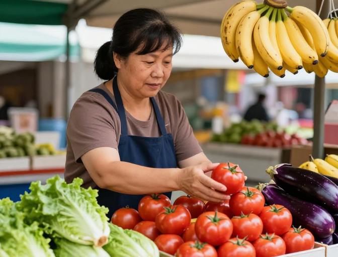 生鲜番茄实拍,摊主精选暖光市场摄影
