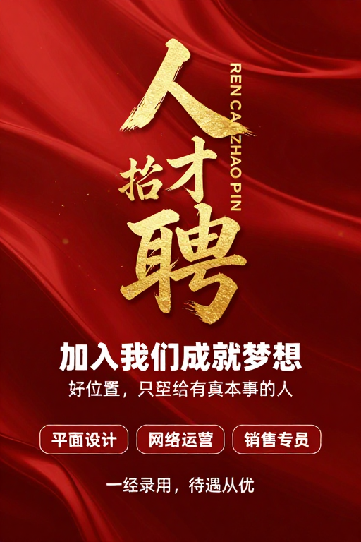 高端企业招聘红金质感视觉海报