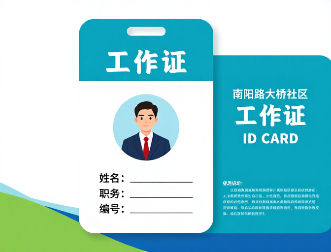清新简约南阳路大桥社区工作证设计