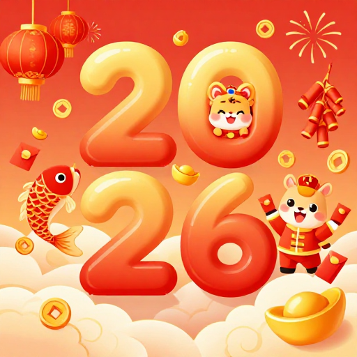 喜庆2026新年卡通插画海报设计