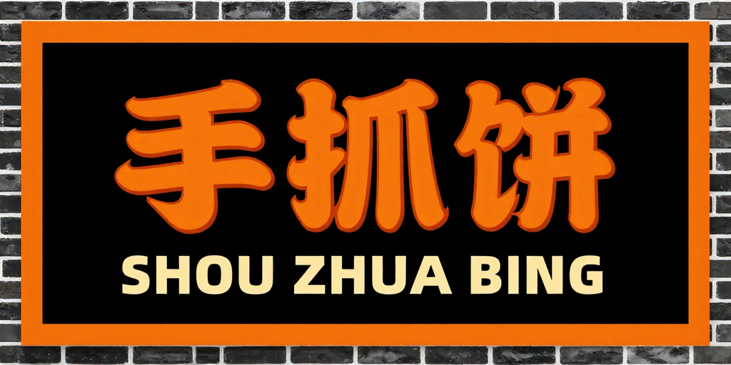 复古卡通风手抓饼招牌设计
