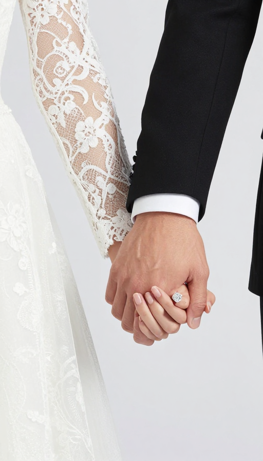 新婚特写:钻戒与蕾丝婚纱的细腻浪漫瞬间