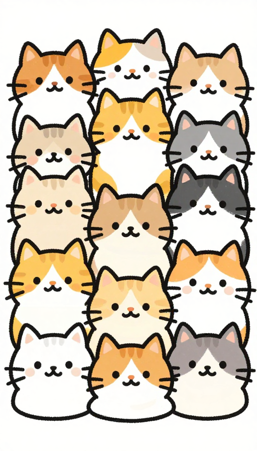 萌趣猫咪全家福:儿童绘本风手绘插画