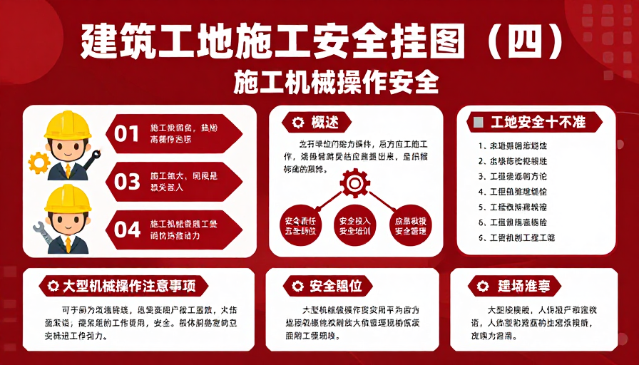 工地施工安全挂图四:机械操作规范与安全要点