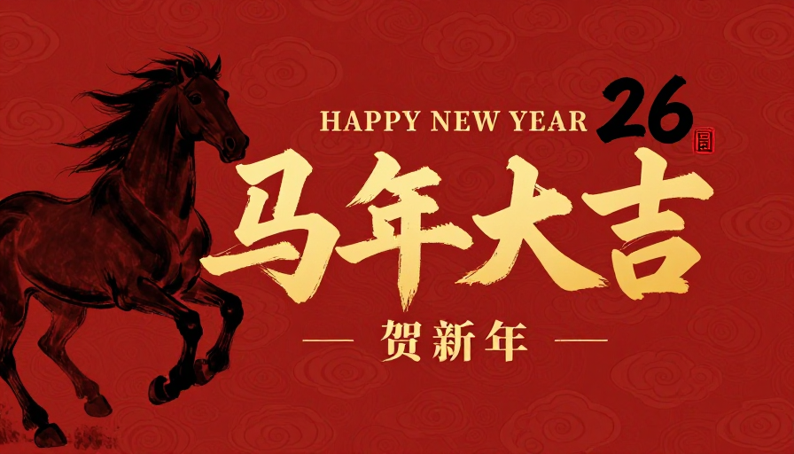 马年奔腾骏影：新春水墨贺岁插画