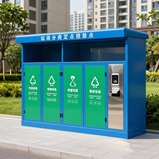 清新明快城市垃圾分类回收设施实拍