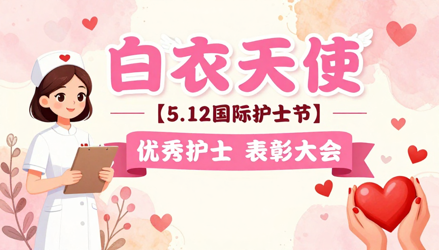 白衣天使闪耀时刻:5.12护士节温暖表彰插画