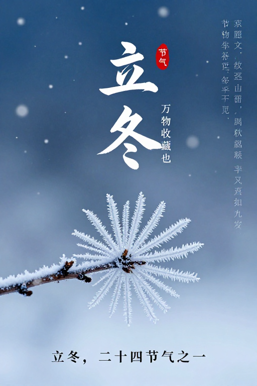 水墨雪境:清冷雅致立冬节气海报