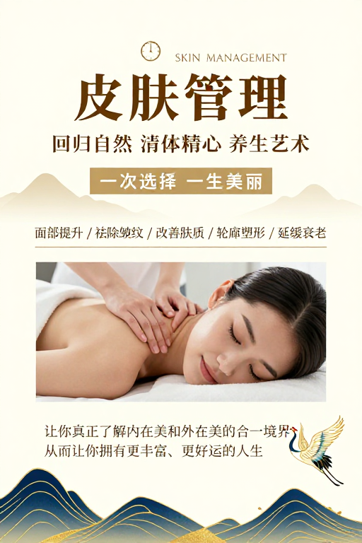简约东方美学 高端皮肤管理艺术海报