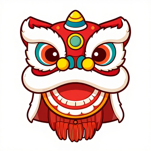 国潮醒狮传统春节元素卡通矢量设计