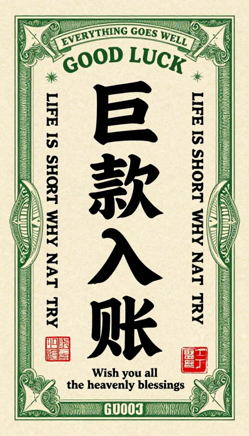 国潮复古票据：巨款入账贺图
