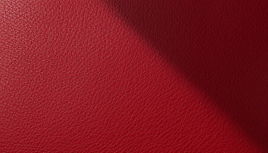红色皮革纹理特写：奢华质感视觉呈现