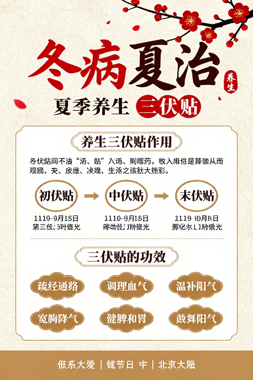 冬病夏治中医养生海报 传统水墨风设计
