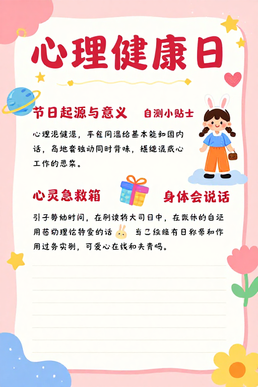 心理健康日治愈插画海报·校园宣传